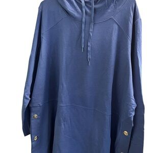 Susan Graver Blue Hoodie with snap Accents